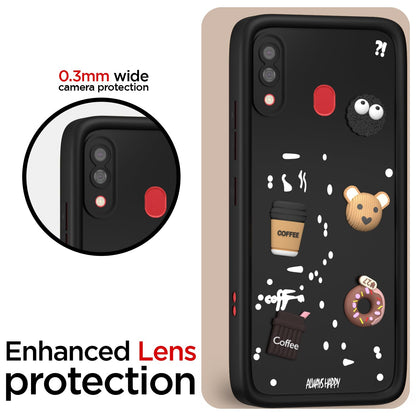 Pikkme Samsung Galaxy A20 / A30 / M10s Cute Fun Cartoon 3D Bear Coffee Back Cover (Black)