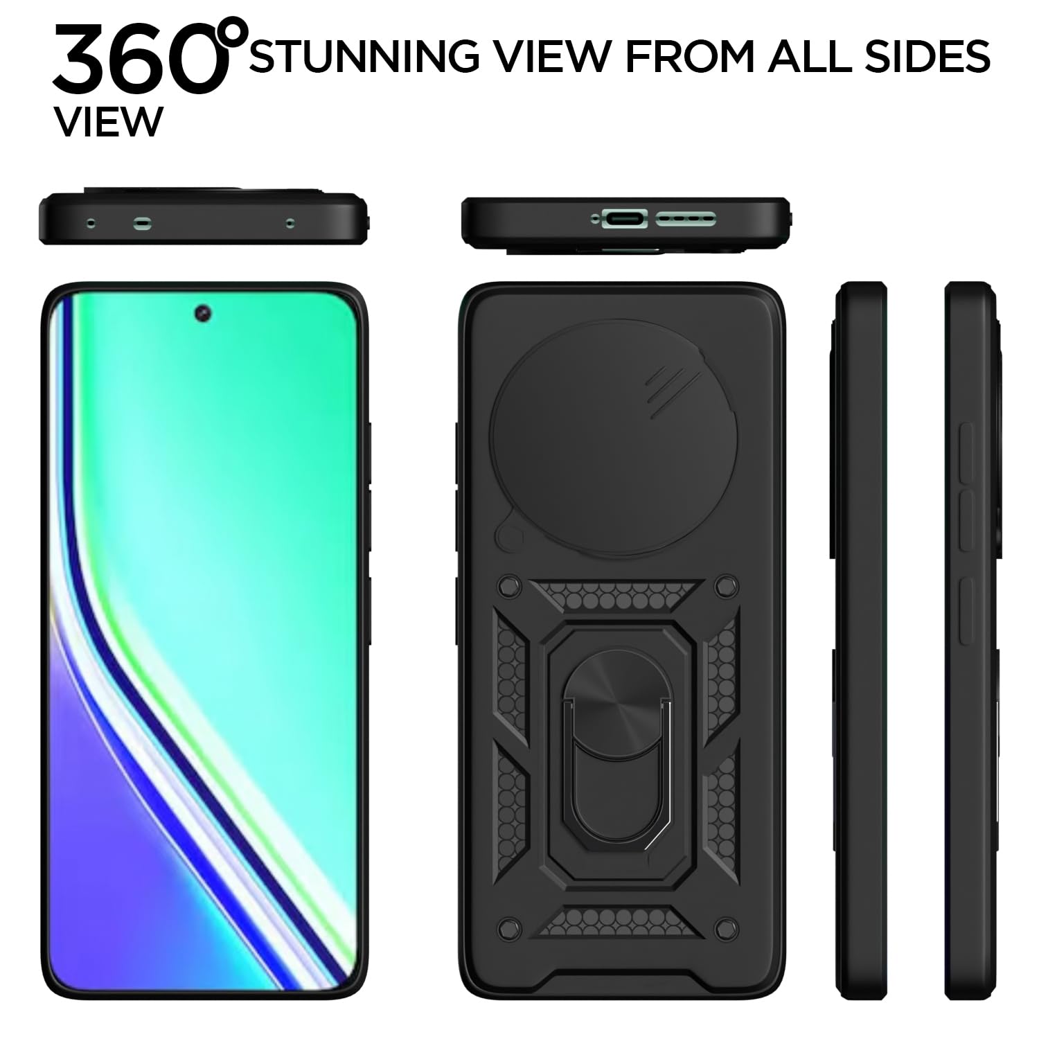 Pikkme Realme P3 Pro 5G D10 Tough Armor Back Cover (Black)