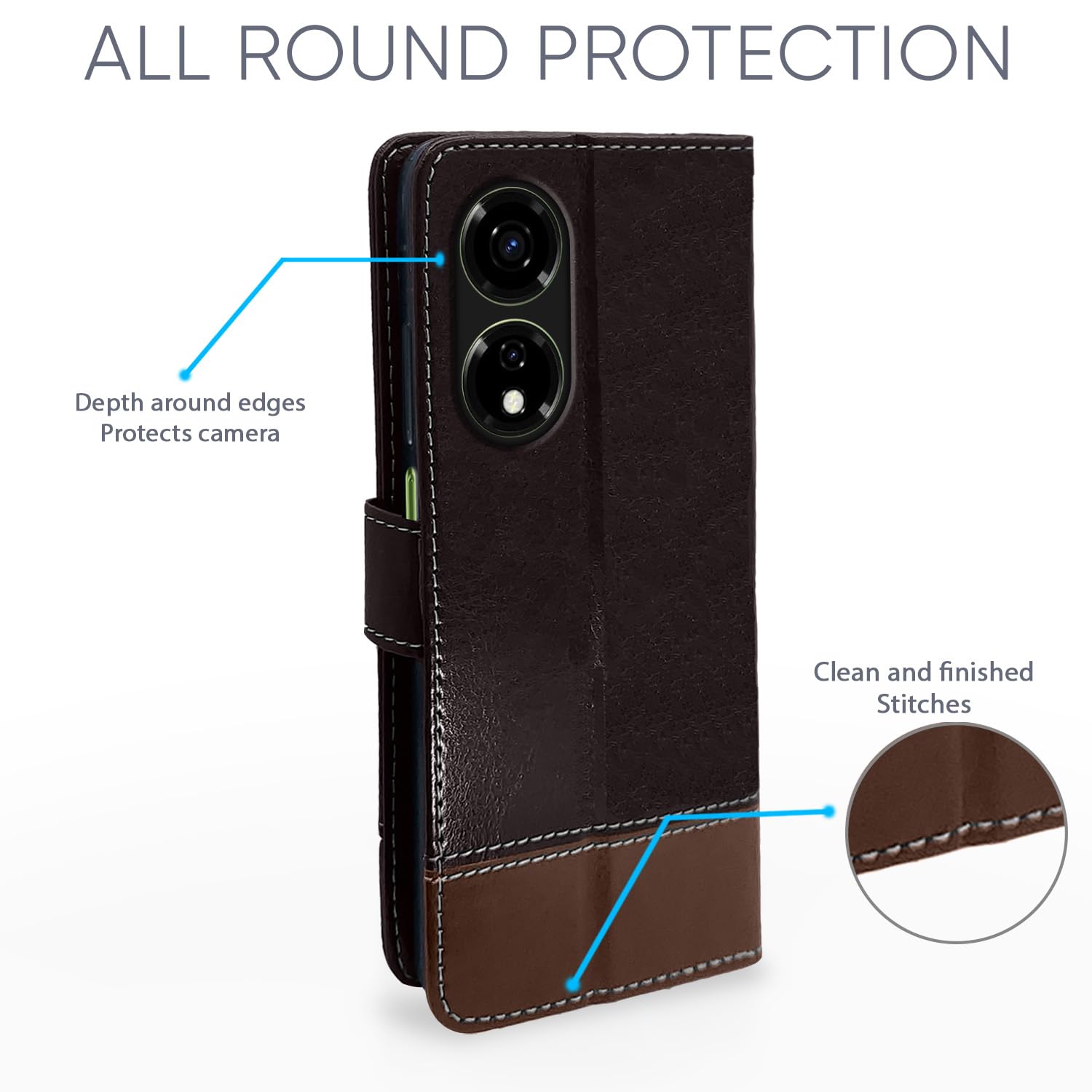 Itel P55 5G mobile flip cover in coffee & brown by Pikkme – photo 3