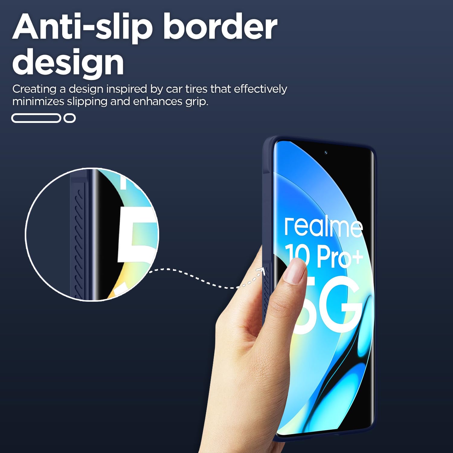 Pikkme Realme 10 Pro Plus 5G ZigZag Back Cover (Blue)