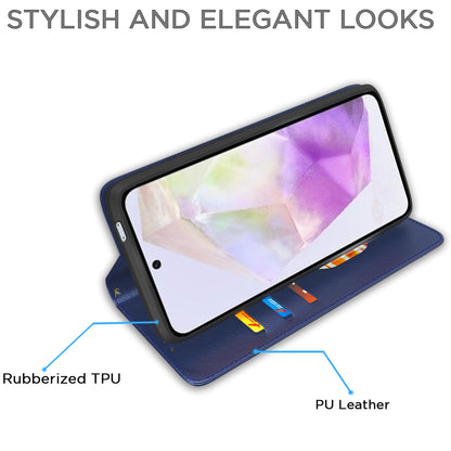 Samsung A56 5G Magnetic wallet flip cover in blue by Pikkme – photo 5