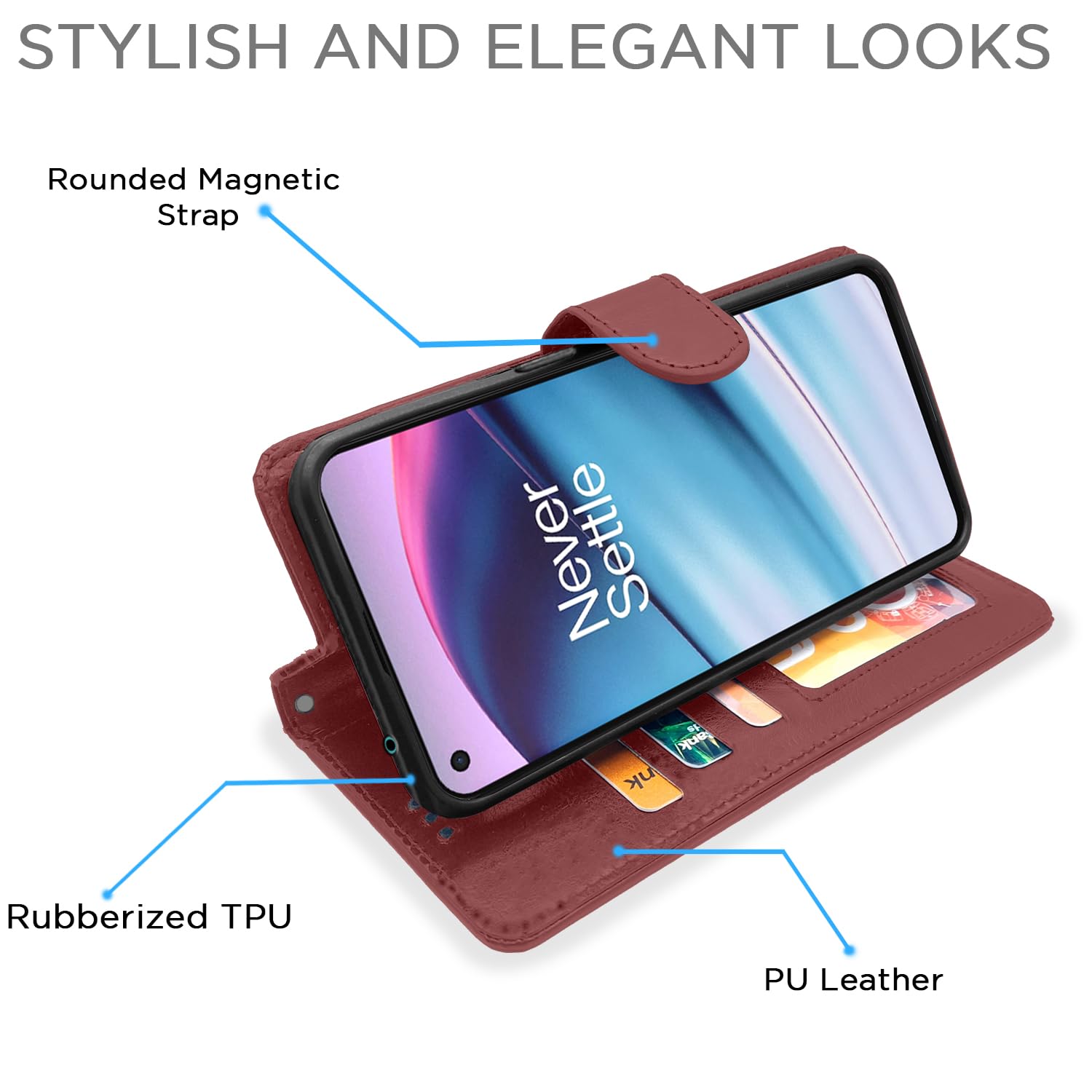 Pikkme OnePlus Nord Ce 5G Vintage Flip Cover (Brown)
