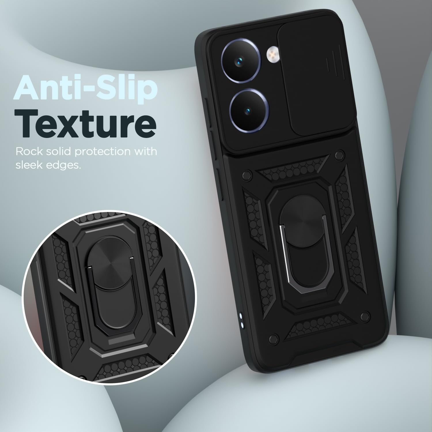 Pikkme Realme P3 Ultra 5G D10 Tough Armor Back Cover (Black)