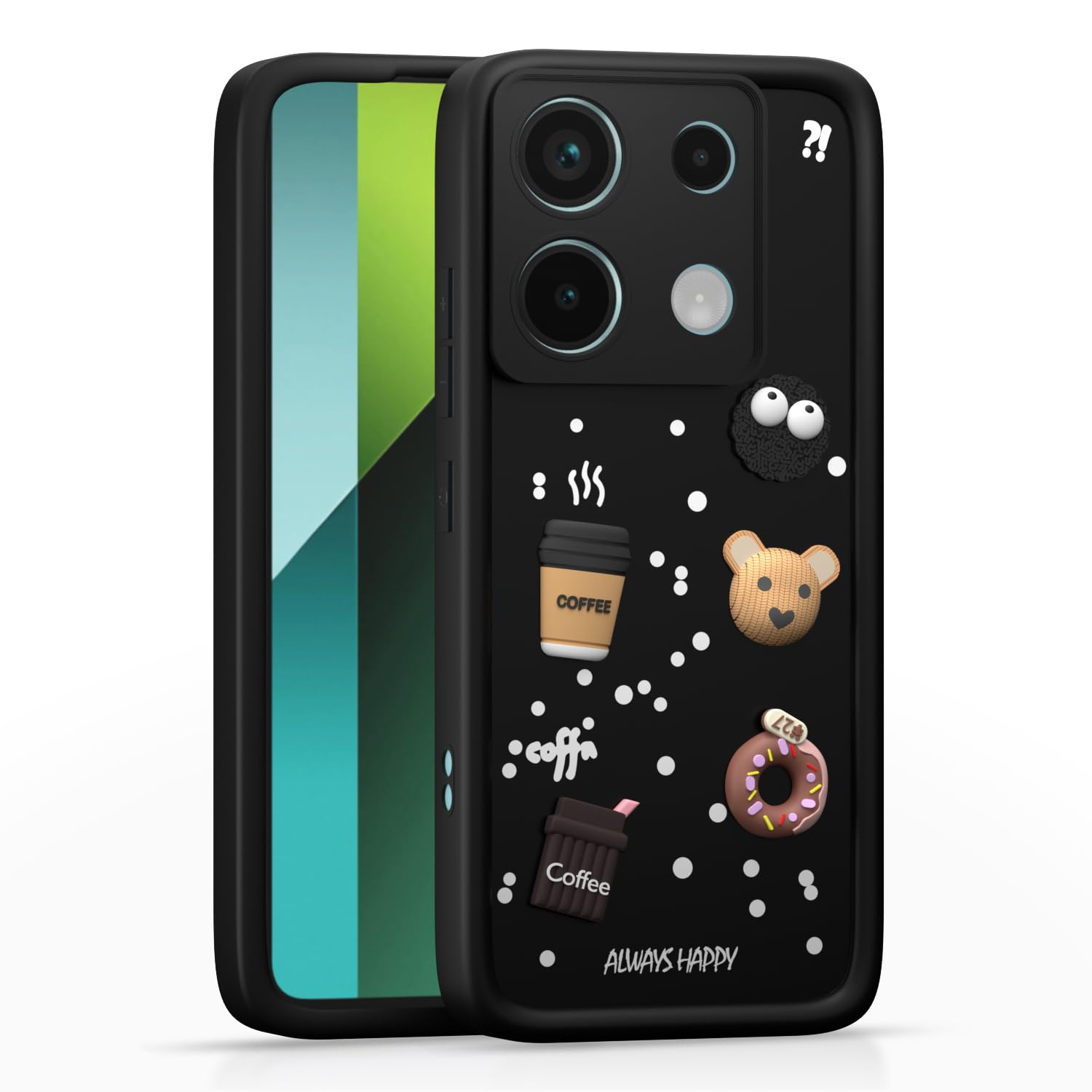 Pikkme Redmi Note 13 Pro 5G / Poco X6 5G Cute Fun Cartoon 3D Bear Silicone Back Cover - Black