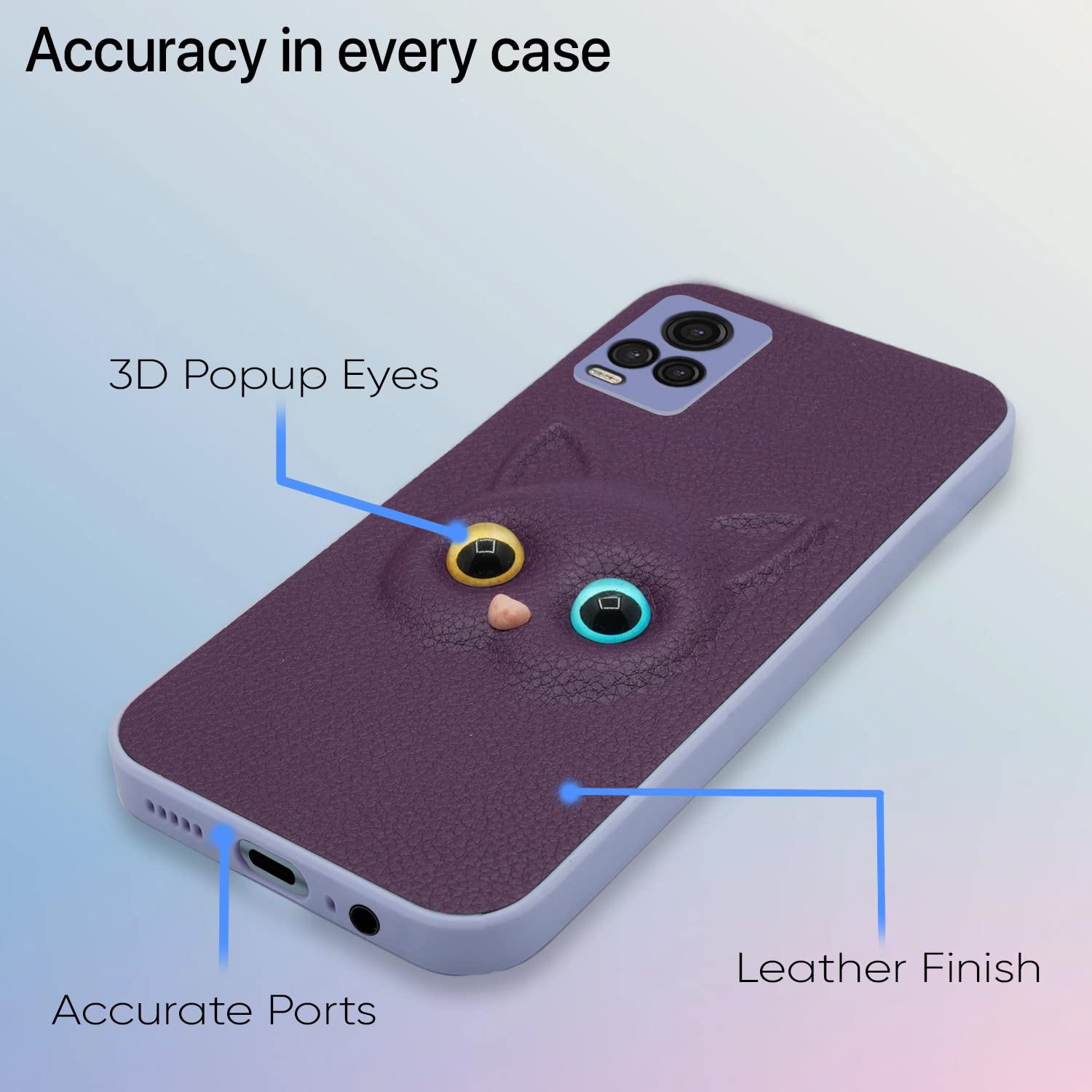 Pikkme Vivo V20 Kitty Back Cover (Purple)