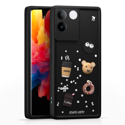 Pikkme iQOO Z7 Pro 5G Cute Fun Cartoon 3D Bear Silicon Back Cover - Black