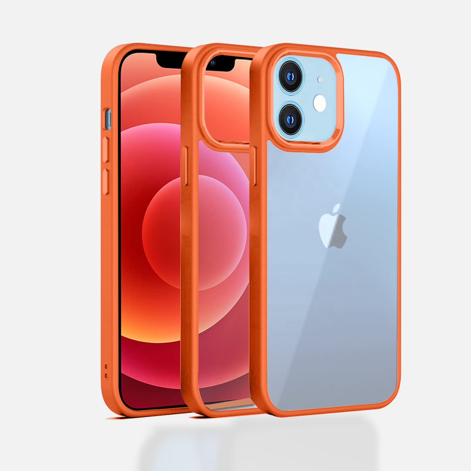 Pikkme iPhone 12/12 pro Electroplated Crome Metal Ring Back Cover (Orange)
