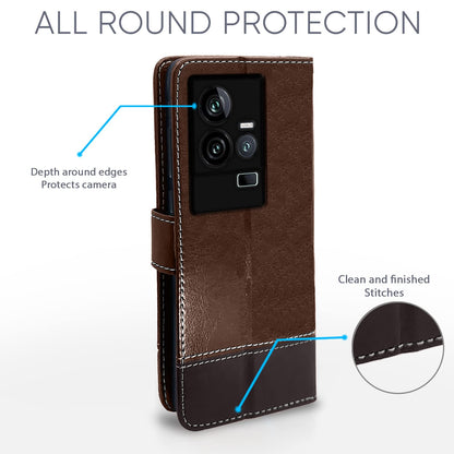 Brown & coffee wallet flip cover for iQOO 11 5G – Pikkme – photo 4