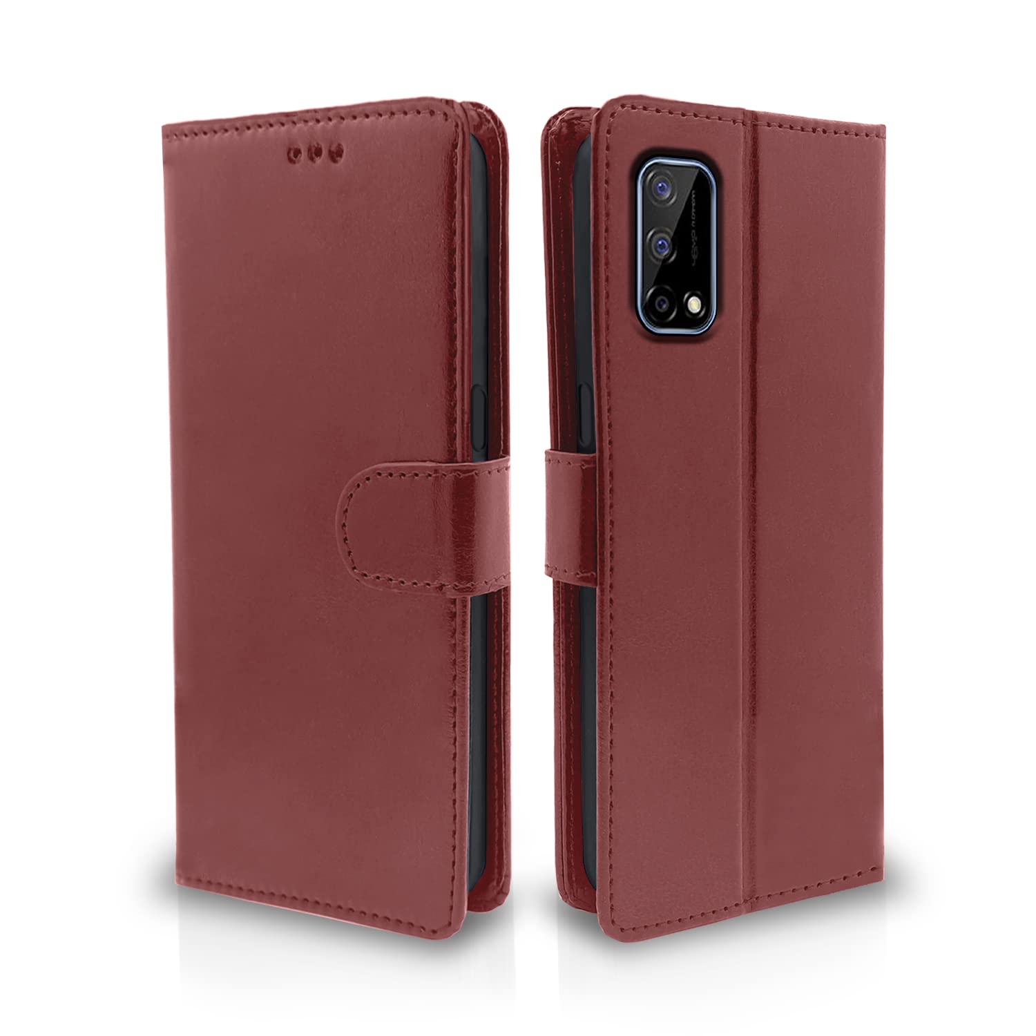 Pikkme Realme Narzo 30 Pro Magnetic brown wallet flip cover