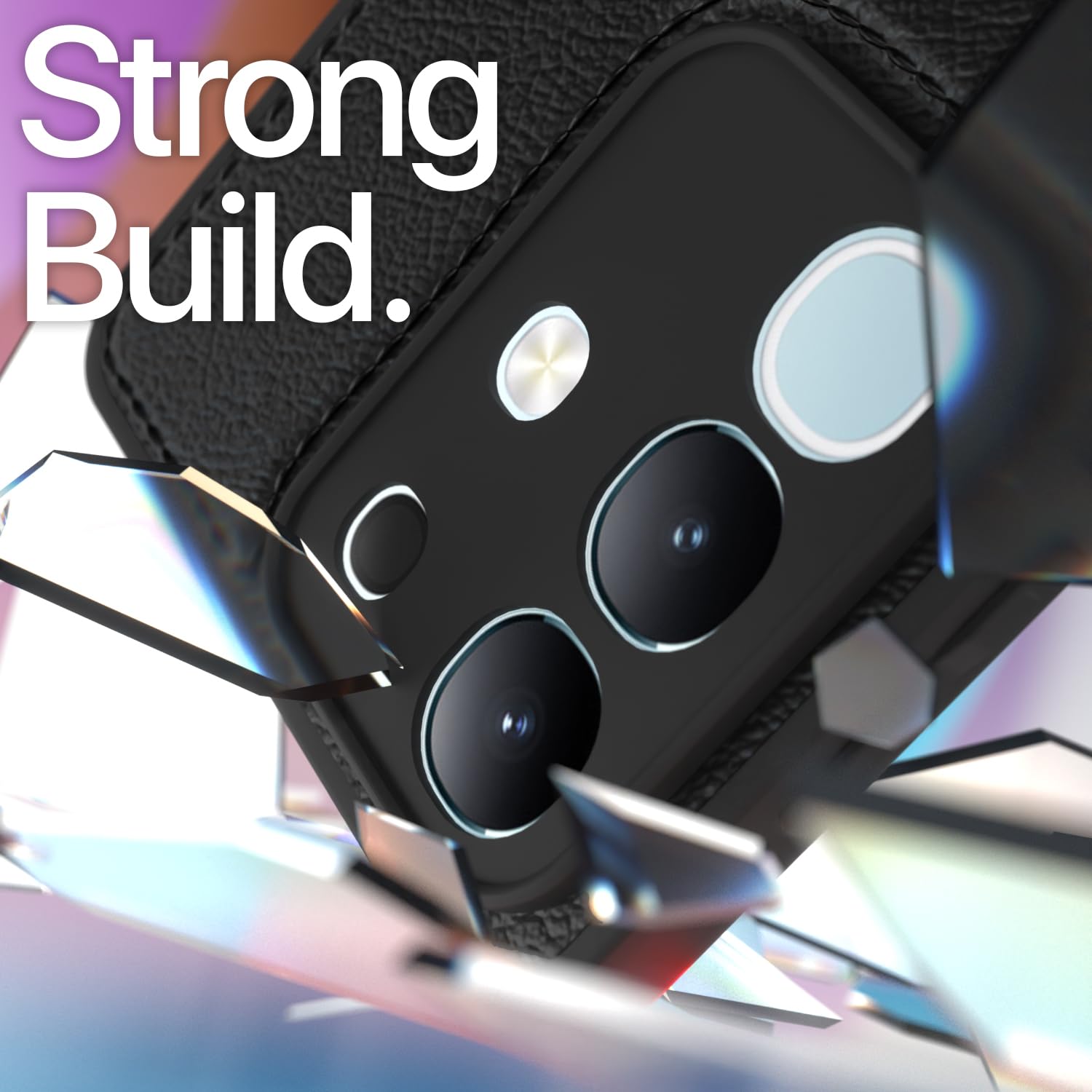 Pikkme Vivo T4x 5G / iQoo Z10x 5G Leather Back Case | Black
