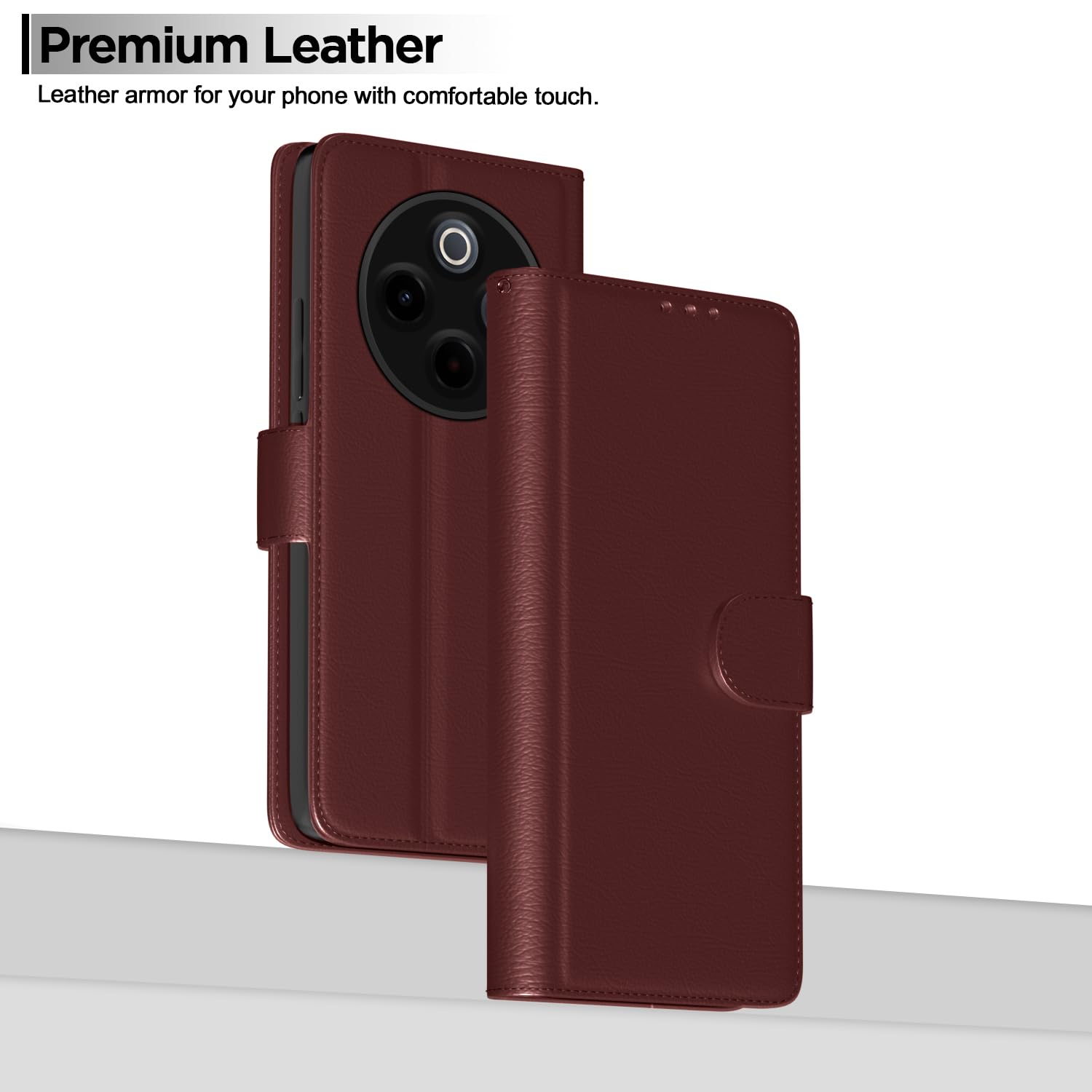 Pikkme Vivo T4 5G / iQoo Z10 5G Vintage Flip Cover (Brown)