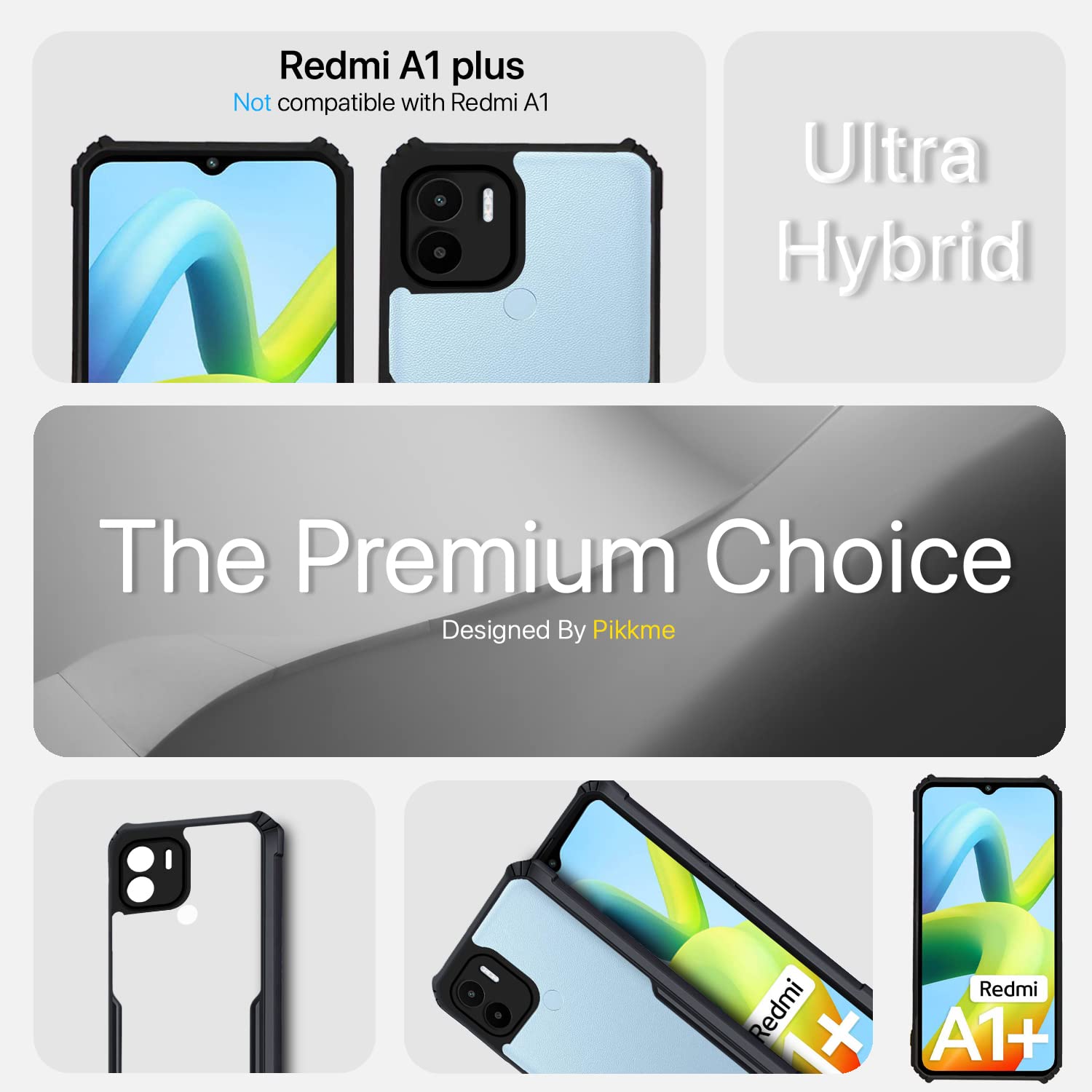 Poco C51/Redmi A1 Plus/Redmi A2 Plus/C50 Hybrid phone cover in black by Pikkme – photo 2