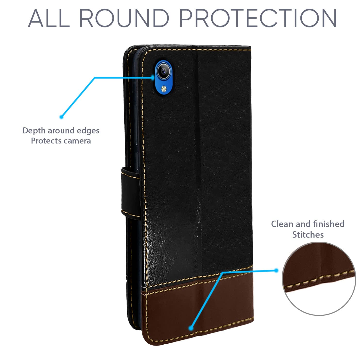 Pikkme black & brown Magnetic wallet flip cover for Vivo Y91i – photo 4