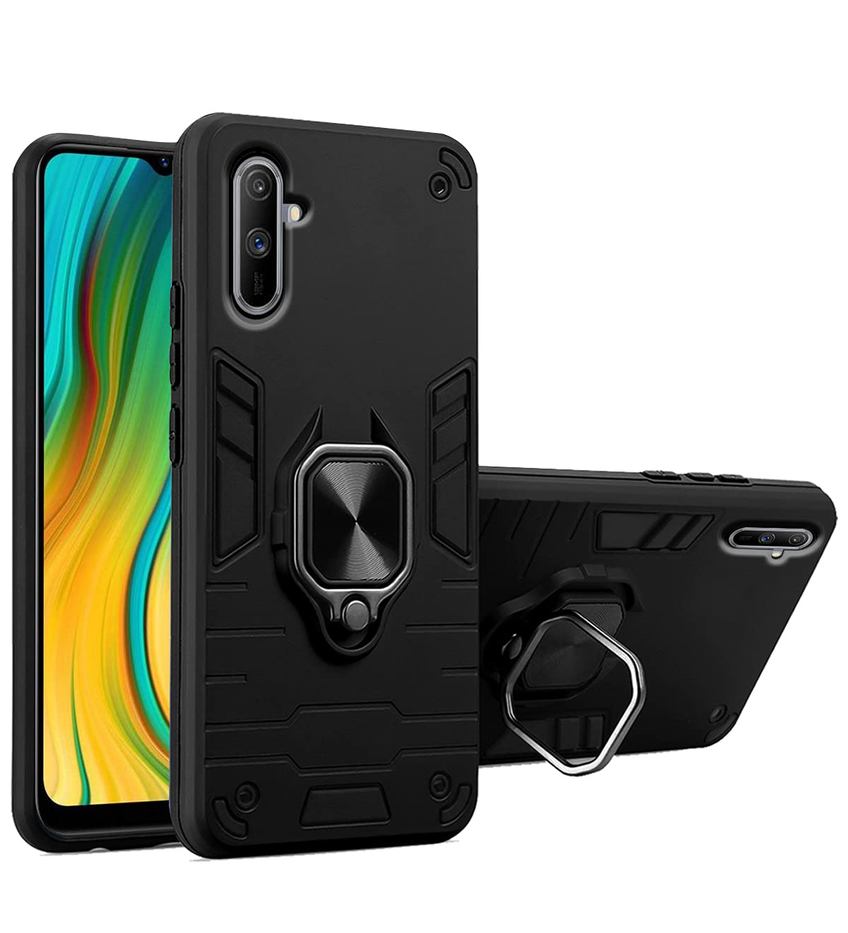 Pikkme black D5 Tough Armor mobile back cover for Realme C3