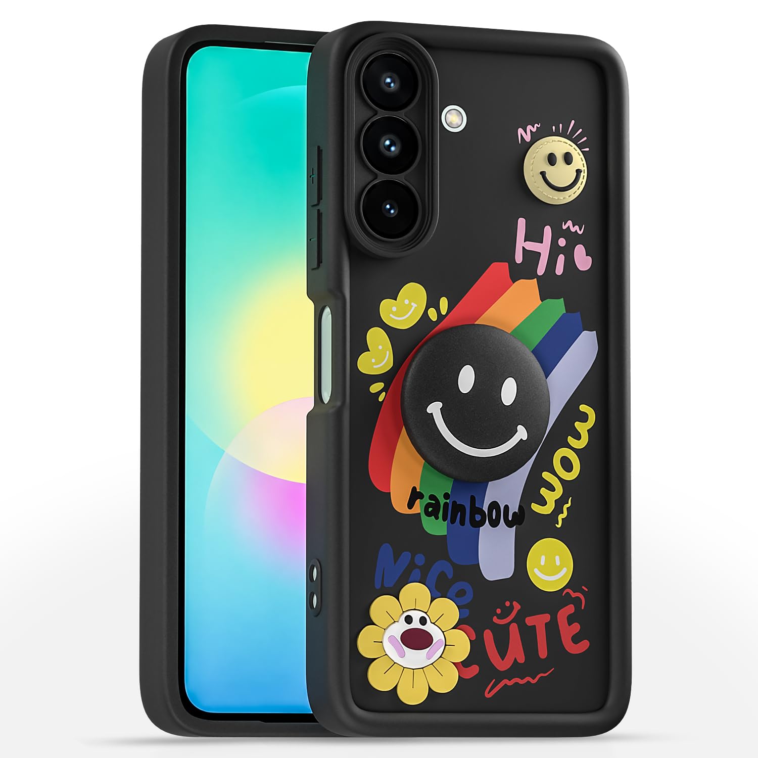 Samsung A27/M47 5G Smile Rainbow back cover in black by Pikkme