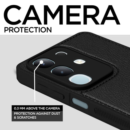 Pikkme Vivo T4x 5G / iQoo Z10x 5G Leather Back Case | Black