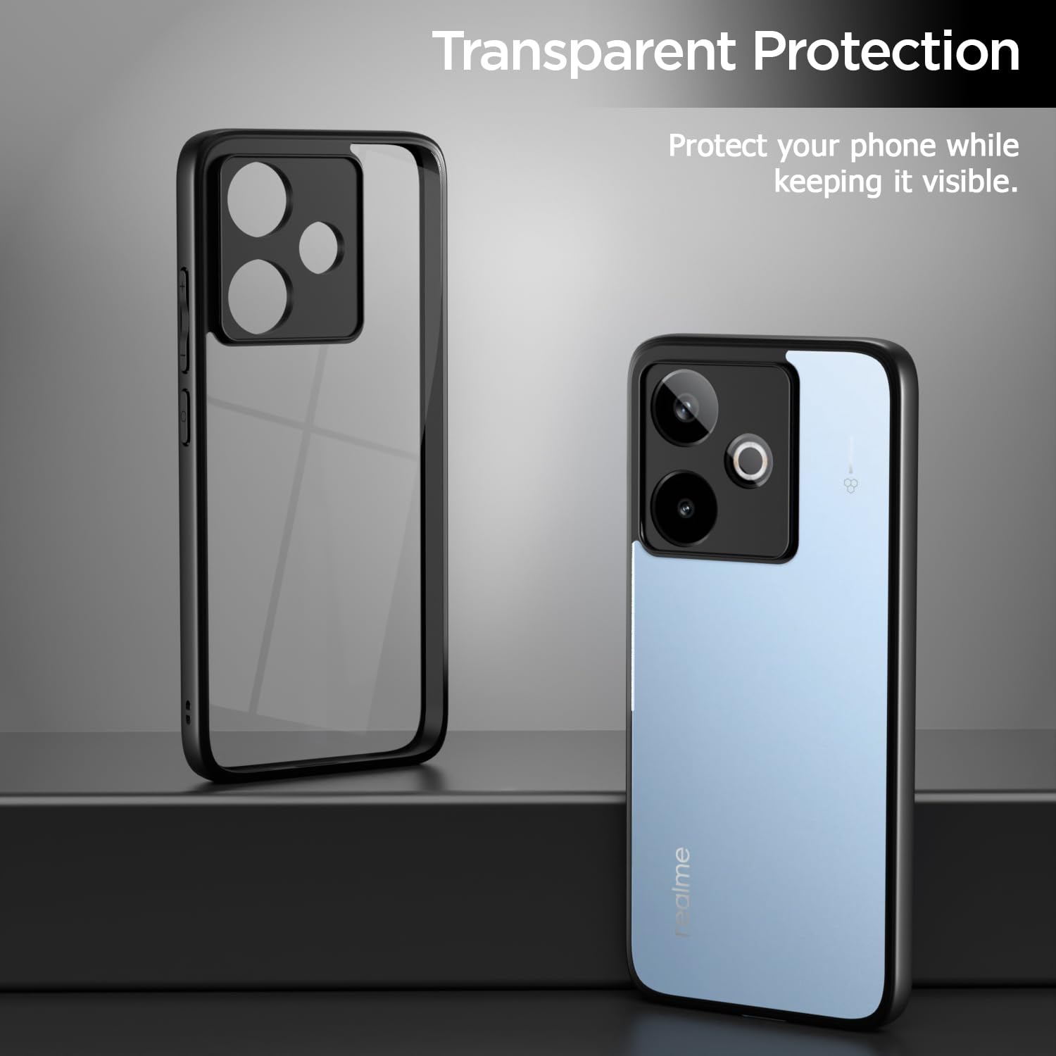 Pikkme Realme GT 7 5G / GT 7T 5G Eagle 2 Shockproof Crystal Clear Sleek Hybrid Armor Back cover (Black)
