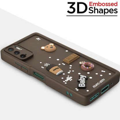 Pikkme Redmi Note 10T 5G / Poco M3 Pro 5G  Cute Fun Cartoon 3D Bear Coffee Back Cover (Brown)