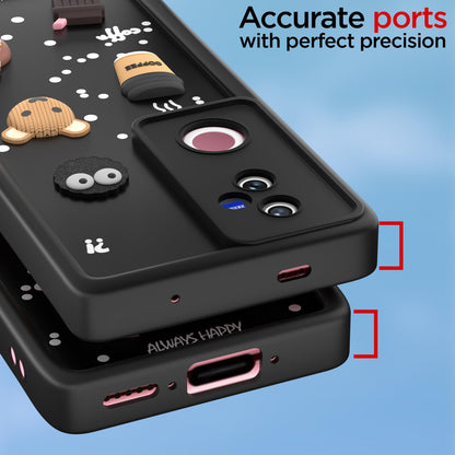 Pikkme Vivo V 50 5G Cute Fun Cartoon 3D Bear Coffee Back Cover (black)