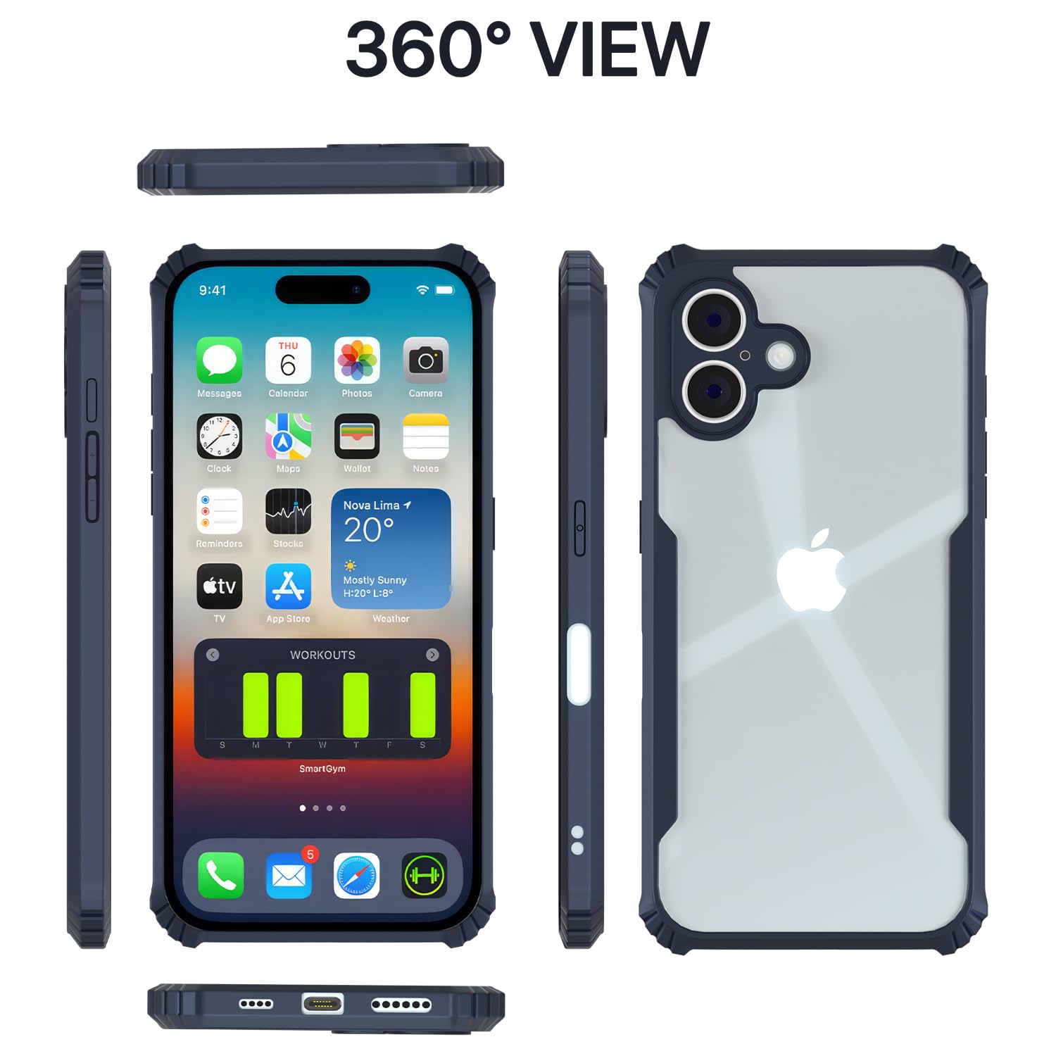 Pikkme iPhone 16 Plus Shockproof Eagle Clear Transparent Back Cover (Blue)