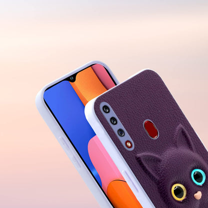Pikkme Samsung Galaxy A20s Kitty Back Cover (Purple)