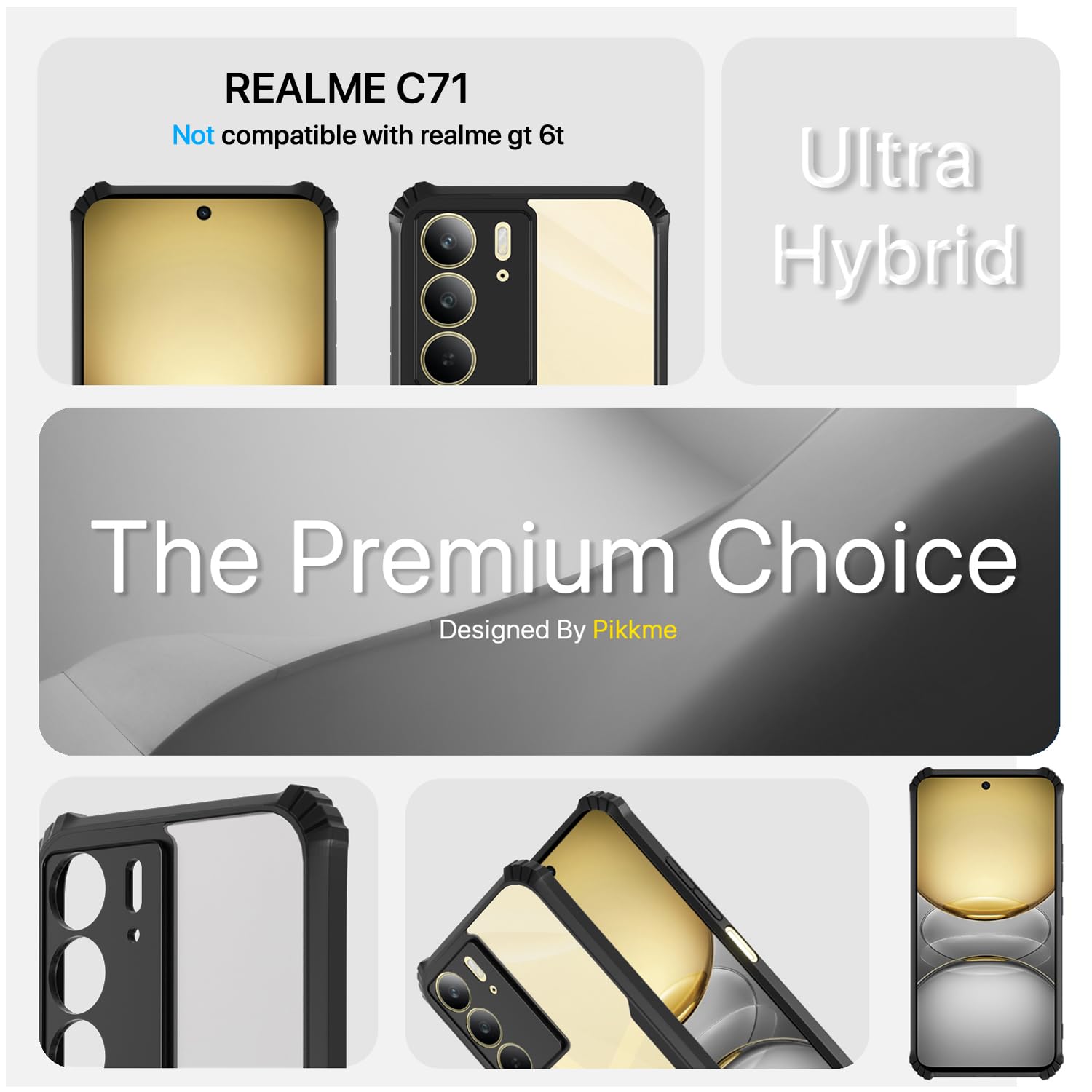 Pikkme Realme C71 Eagle Clear Transparent Back Cover (Black)