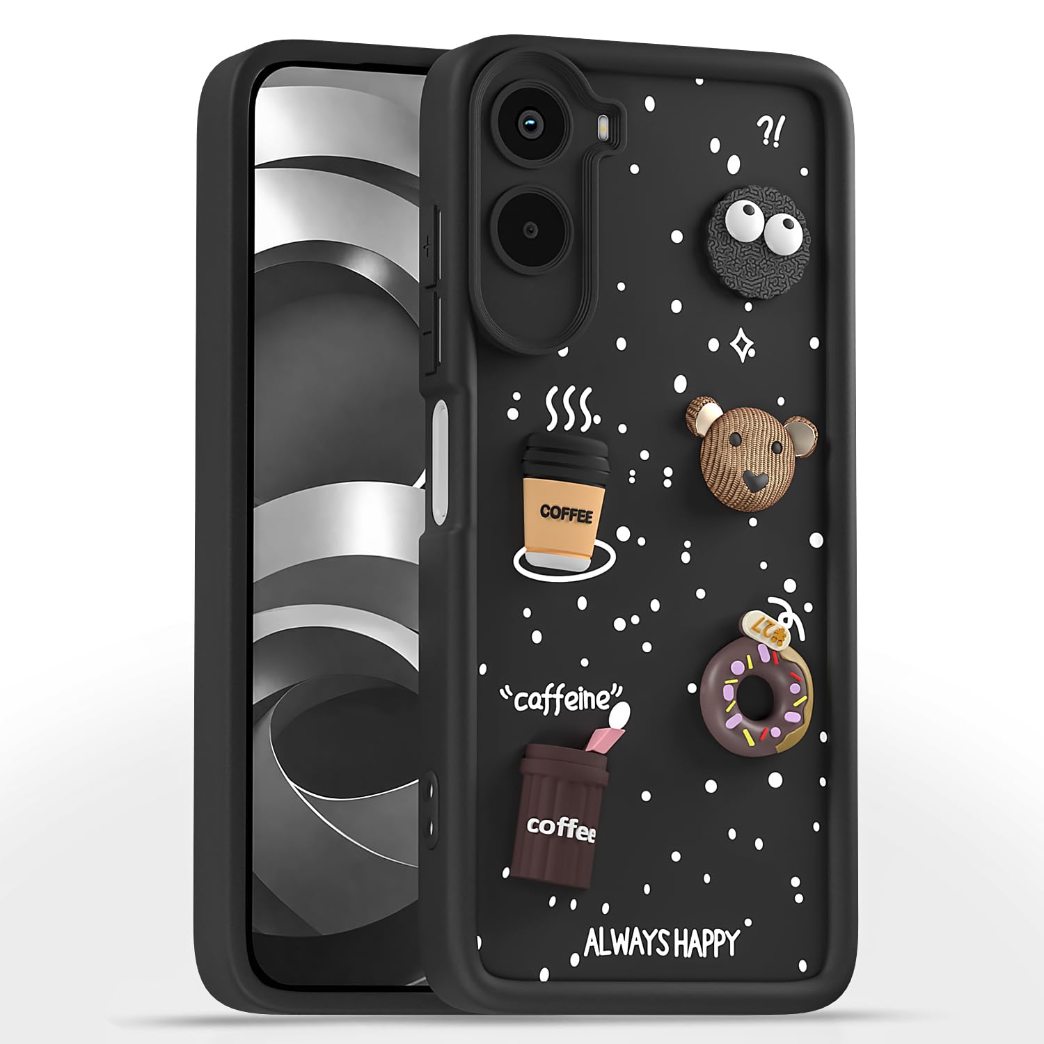 Pikkme Poco M7 Plus 5G Bear Coffee black mobile cover