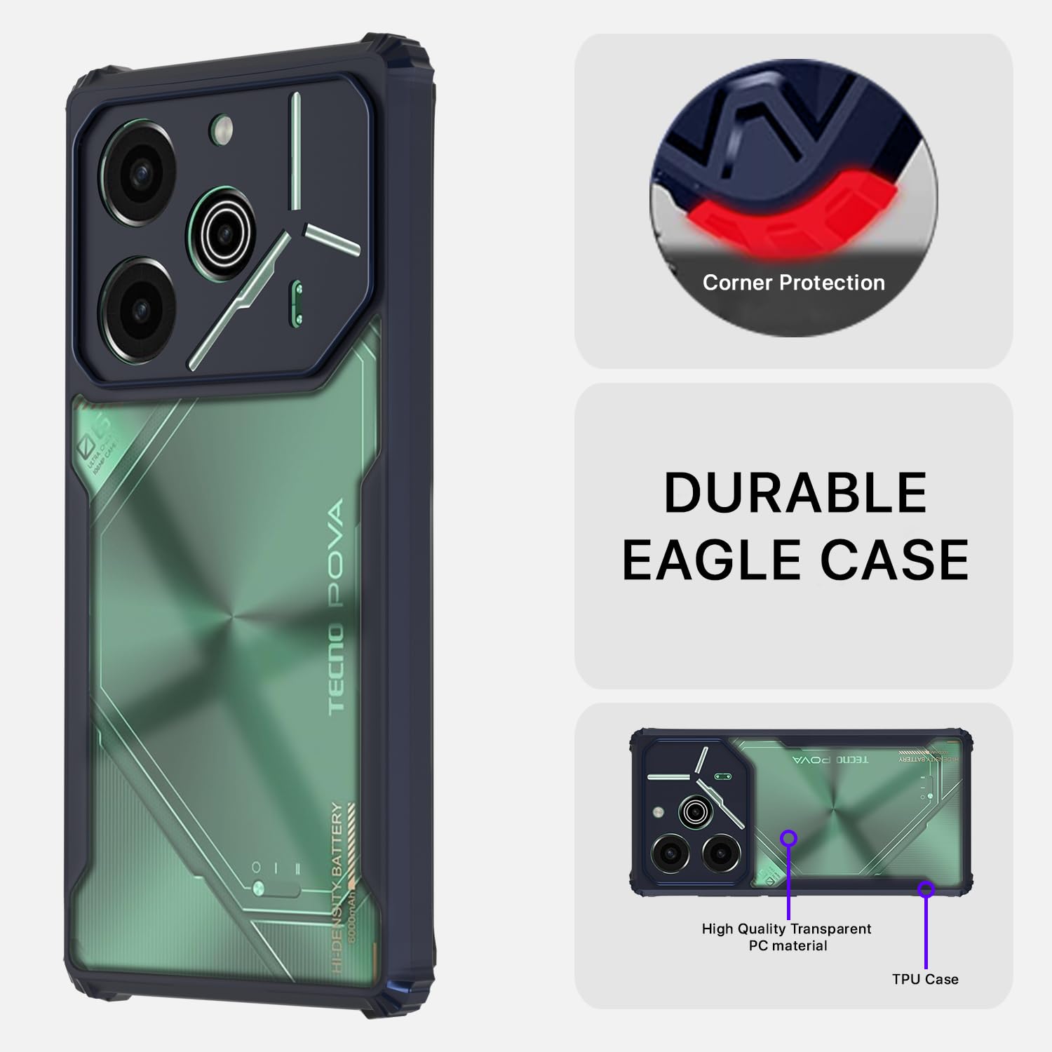 Pikkme blue Clear mobile cover for Tecno Pova 6 Pro 5G – photo 5