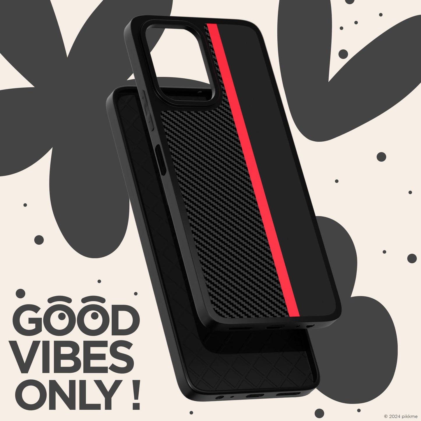 Pikkme Moto Edge 50 Pro 5G Red Stripe Pattern Back Cover (Black)