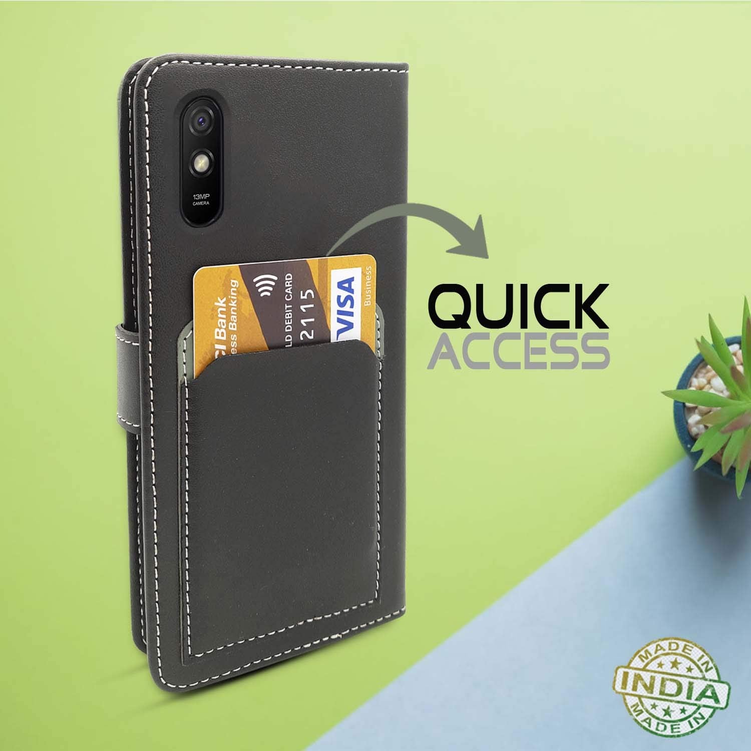 Pikkme grey wallet flip cover for Redmi 9A/9i – photo 5