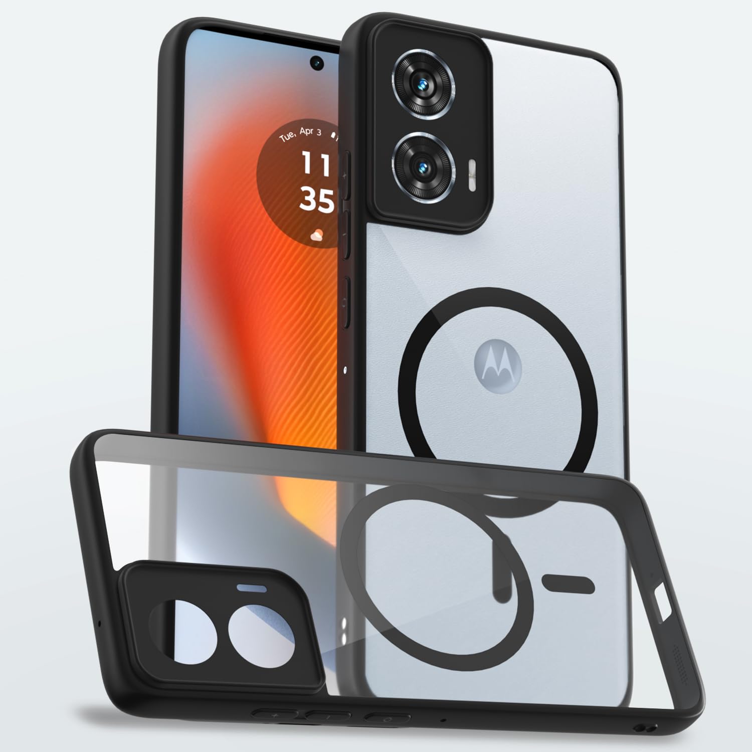Pikkme black mag-safe phone cover for Moto Edge 50 Fusion/G96 5G