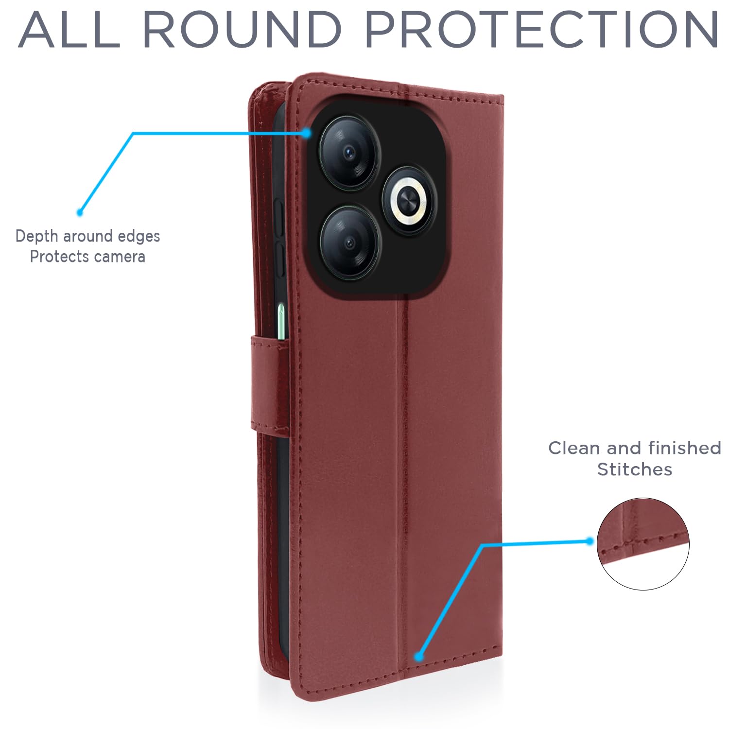 Infinix Smart 8 flip case in brown by Pikkme – photo 4
