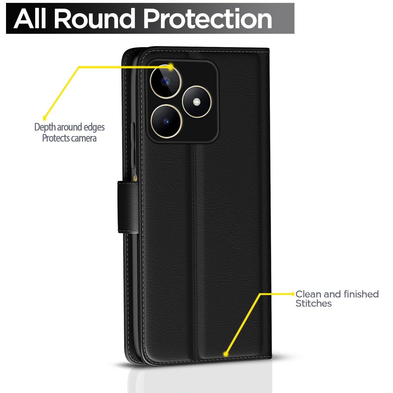 Black Wallet mobile flip cover for Realme Narzo N53 – Pikkme – photo 4