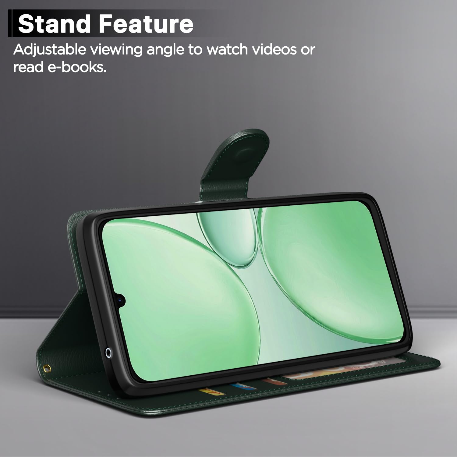 Pikkme Realme P4 Lite/C83 5G green flip case – photo 3