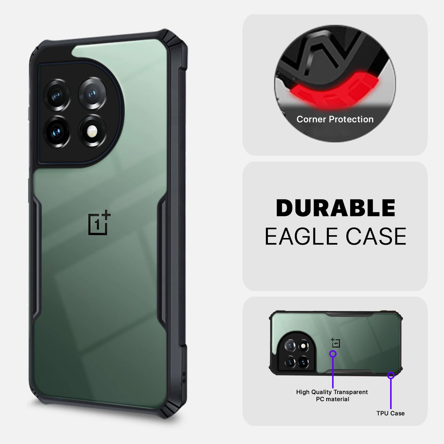 Pikkme OnePlus 11R 5G Eagle Back Cover (Black)