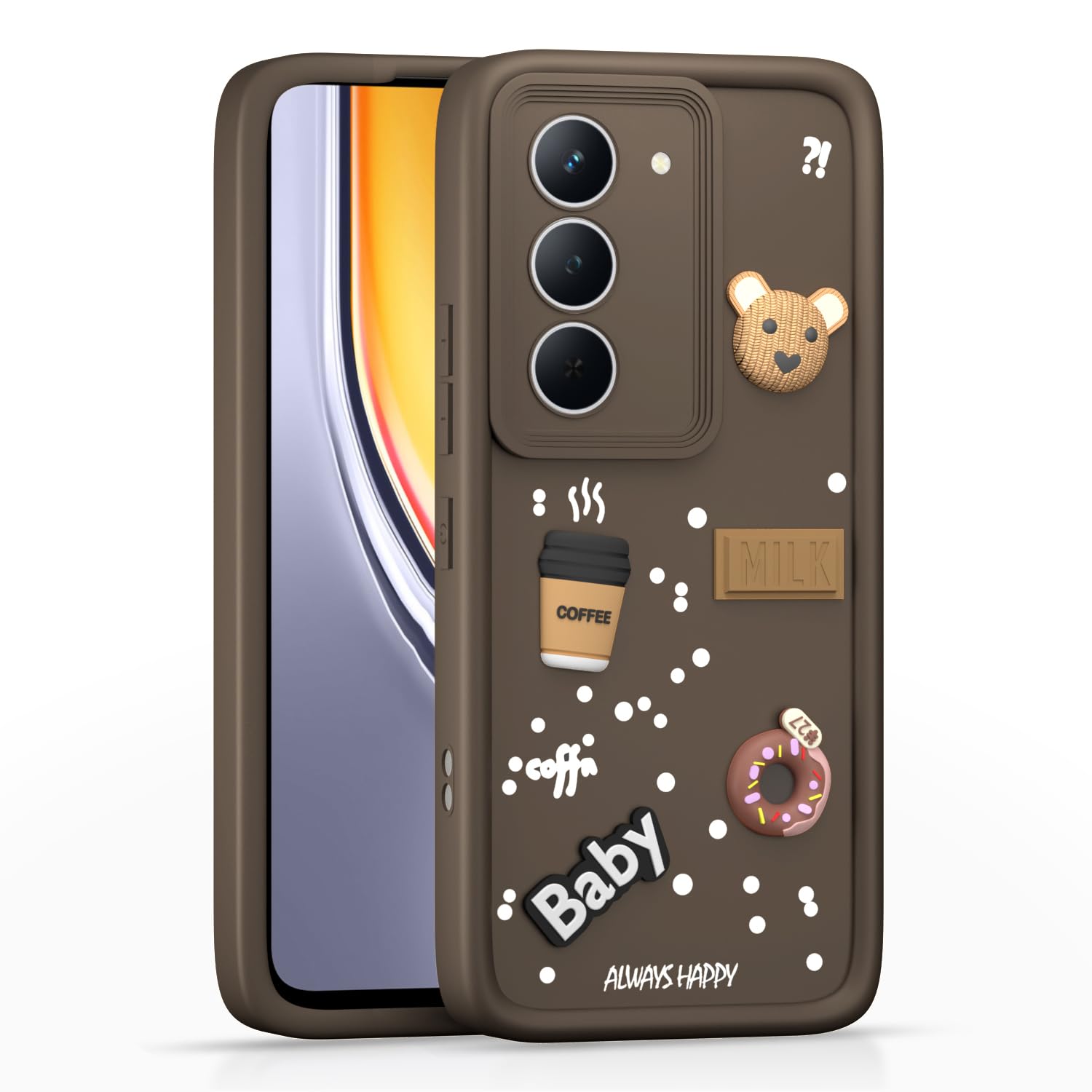 Realme Narzo 80x/P3x/14X 5G Silicone phone cover in brown by Pikkme