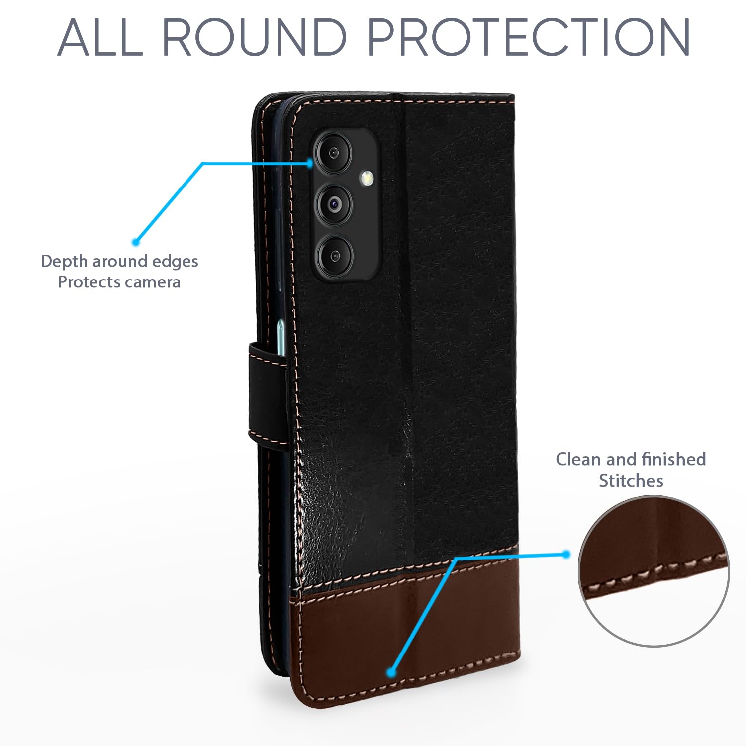 Samsung M35 5G Magnetic flip case in black & brown by Pikkme – photo 2