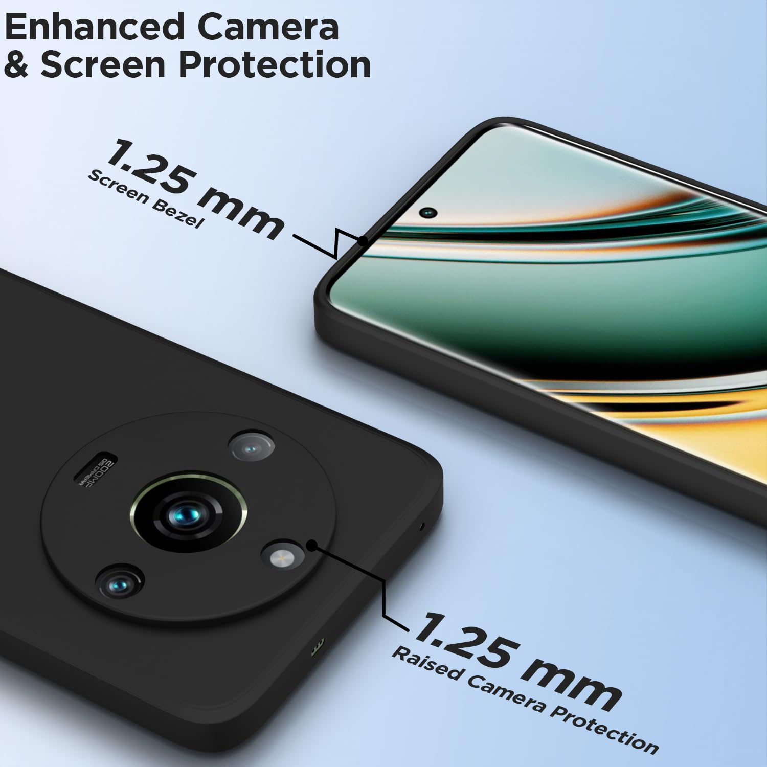 Black Liquid Silicone back cover for Realme 11 Pro/11 Pro Plus 5G – Pikkme – photo 2