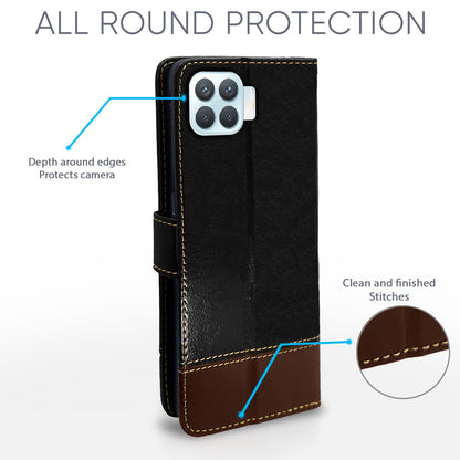 Oppo F17 Pro mobile flip cover in black & brown by Pikkme – photo 4