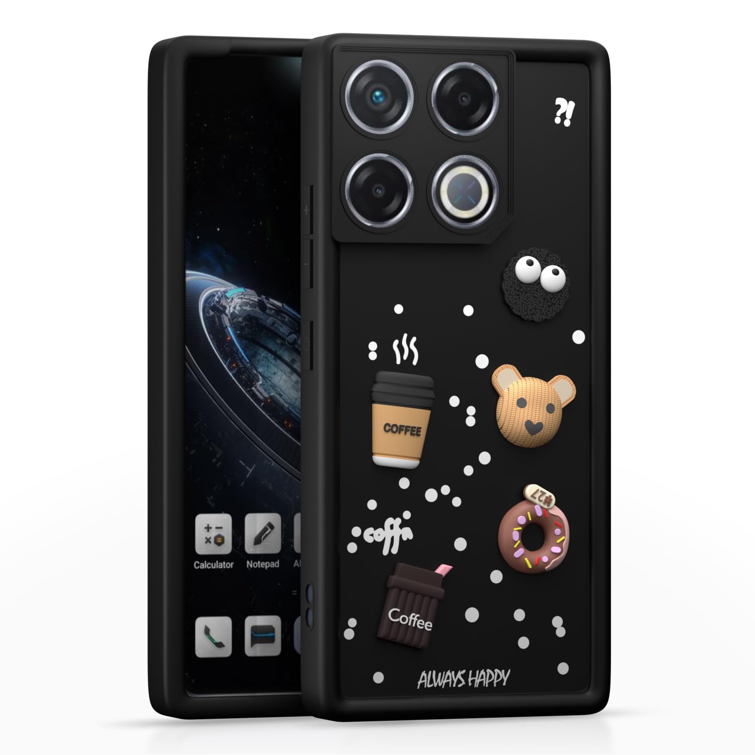 Pikkme Infinix GT 20 Pro 5G Cute Fun Cartoon 3D Bear Silicon Back Cover - Black