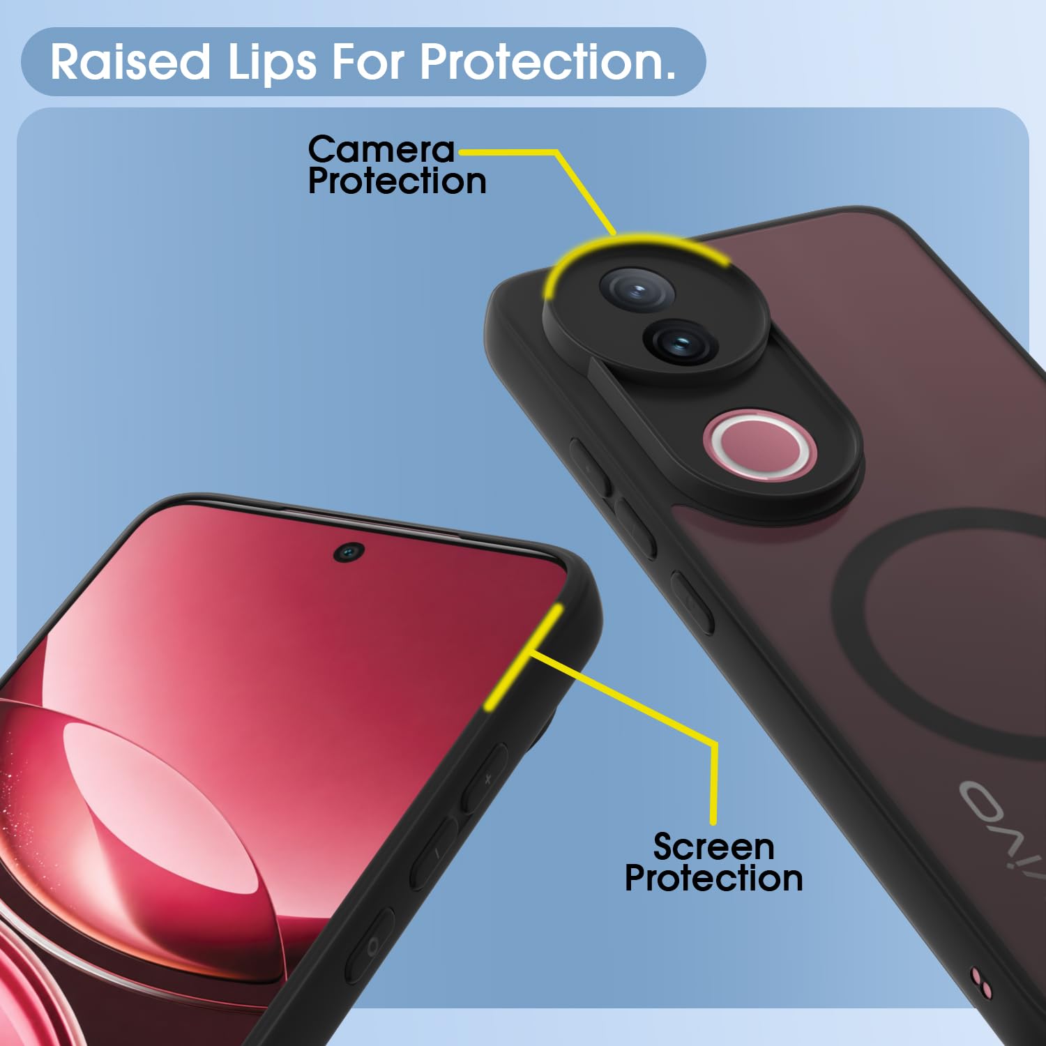 Pikkme black smoke mag-safe phone cover for iQOO Z10R/Vivo V50/V50e/Vivo T4R 5G – photo 4