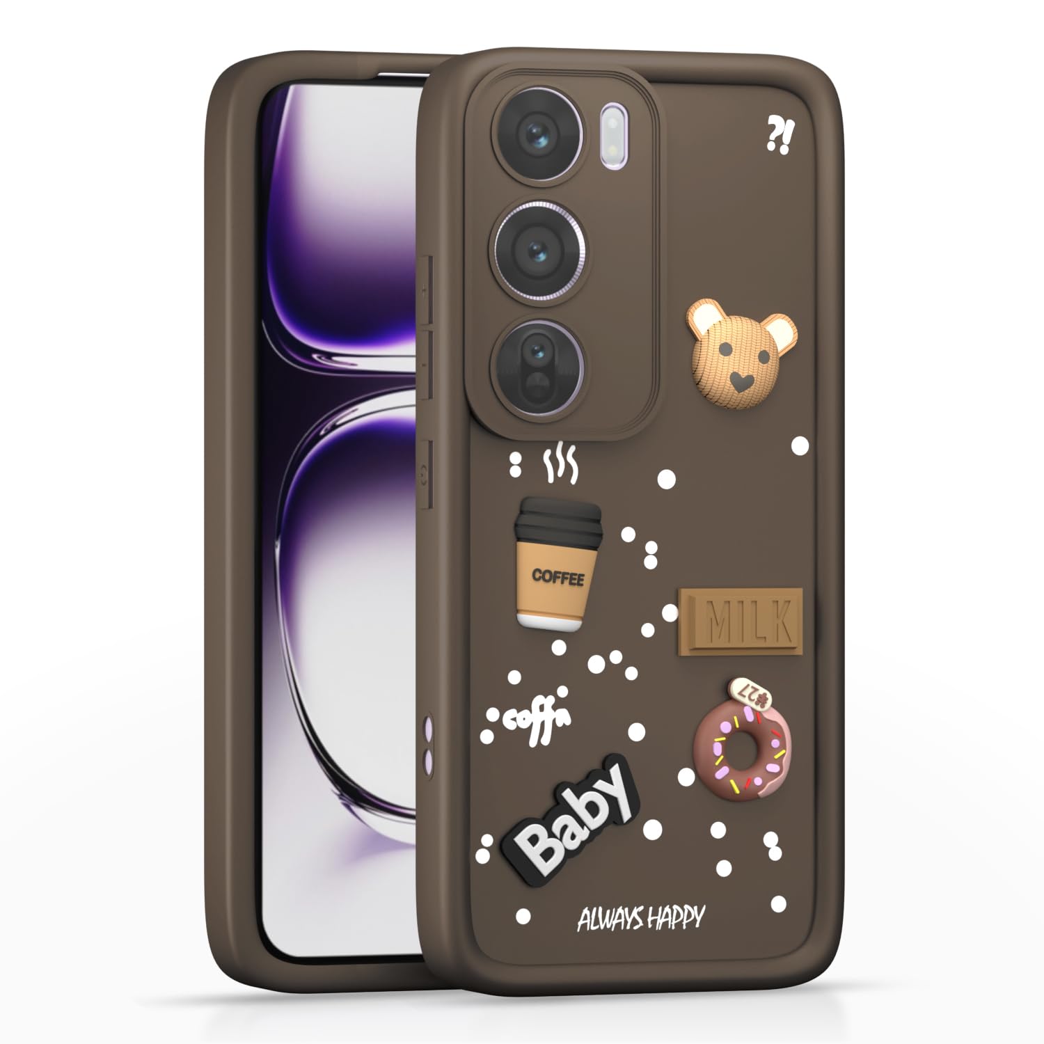 Pikkme brown back cover for Oppo Reno 12 Pro 5G
