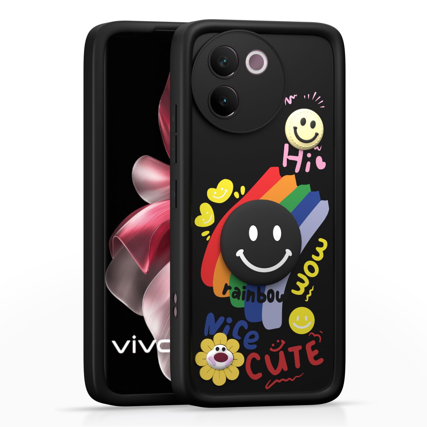 Black Soft Silicone phone cover for Vivo V30e 5G – Pikkme