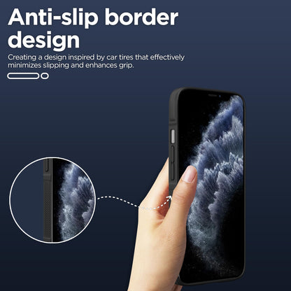 Pikkme iPhone 11 Pro ZigZag Soft matte Liquid Silicone Back Cover (Black)