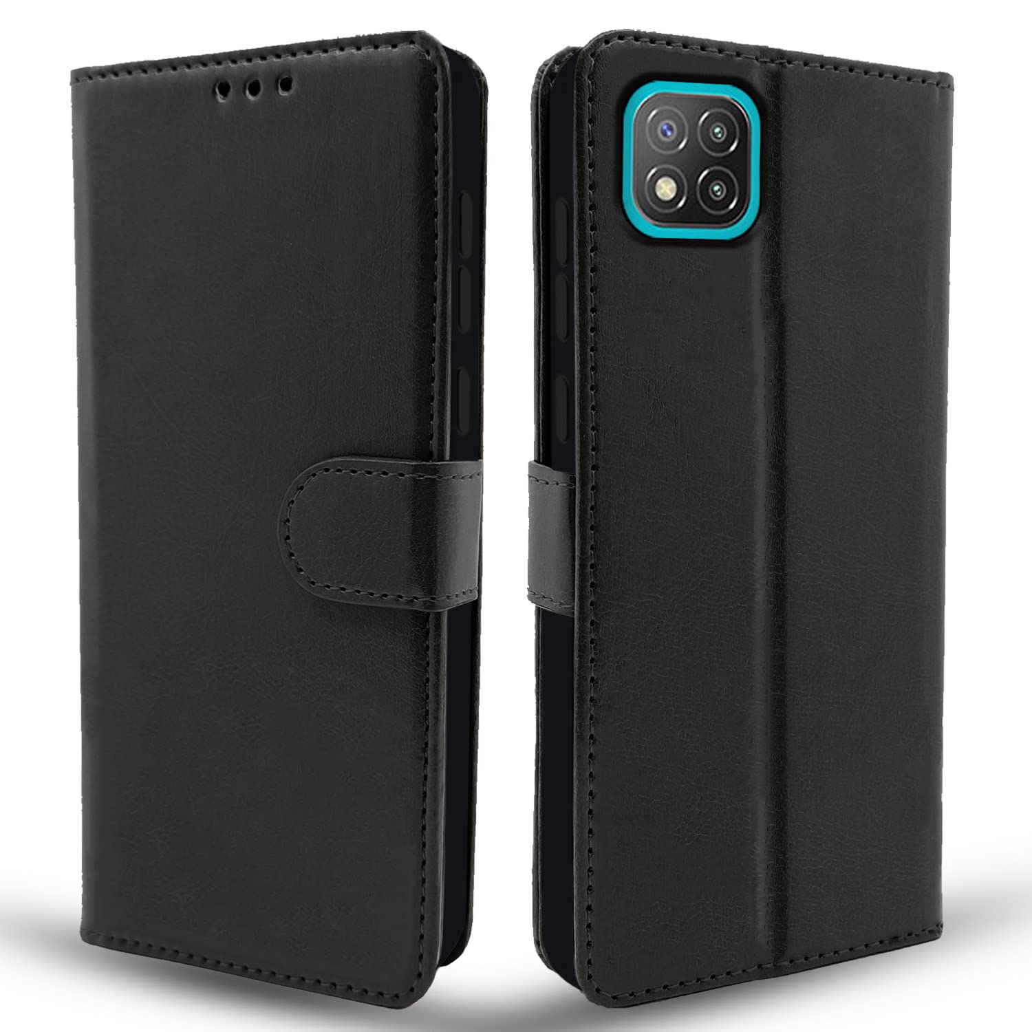 Pikkme Poco C3 Vintage Flip Cover (Black)