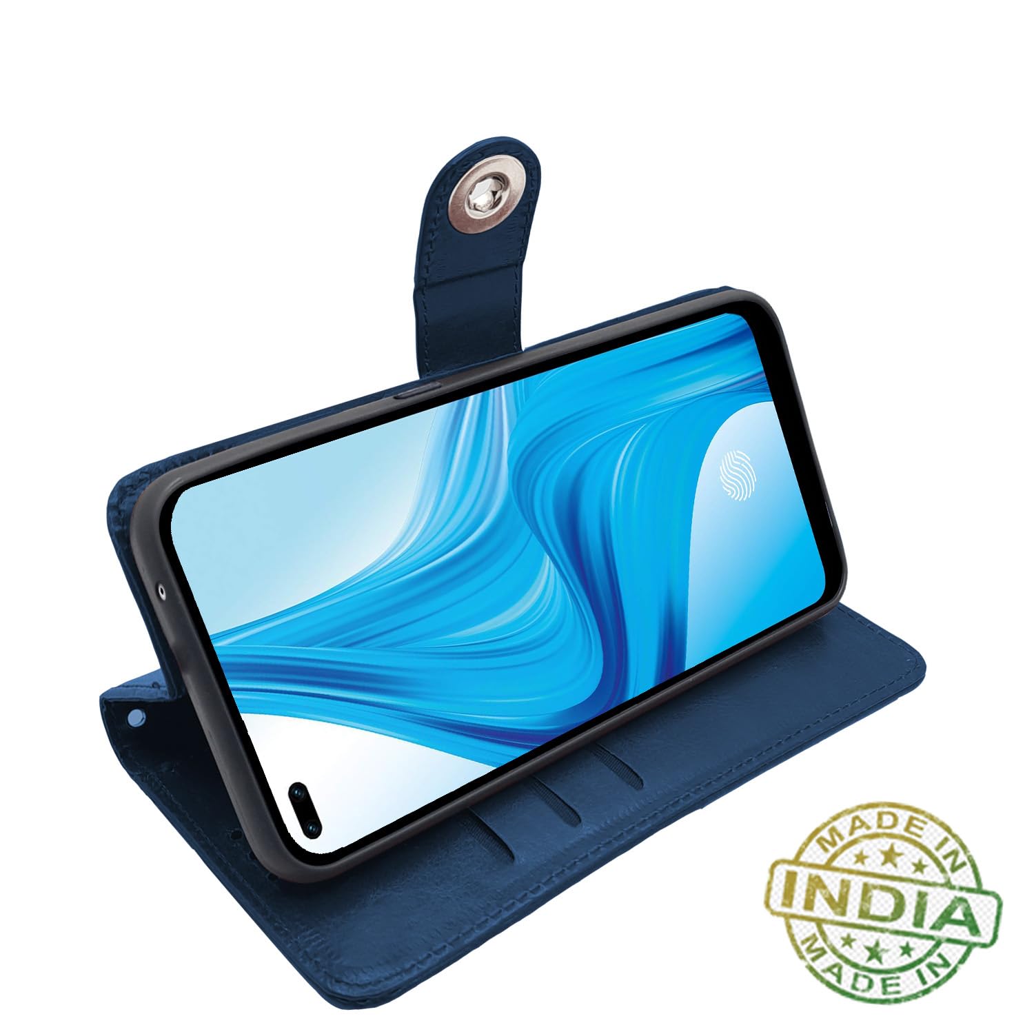 Pikkme Oppo F17 Pro Button blue wallet flip cover – photo 5