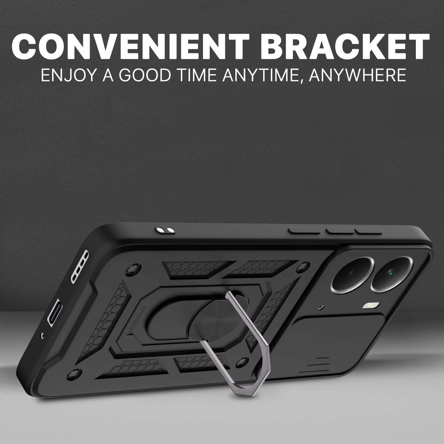 Pikkme Realme P3 5G D10 Tough Armor Back Cover (Black)