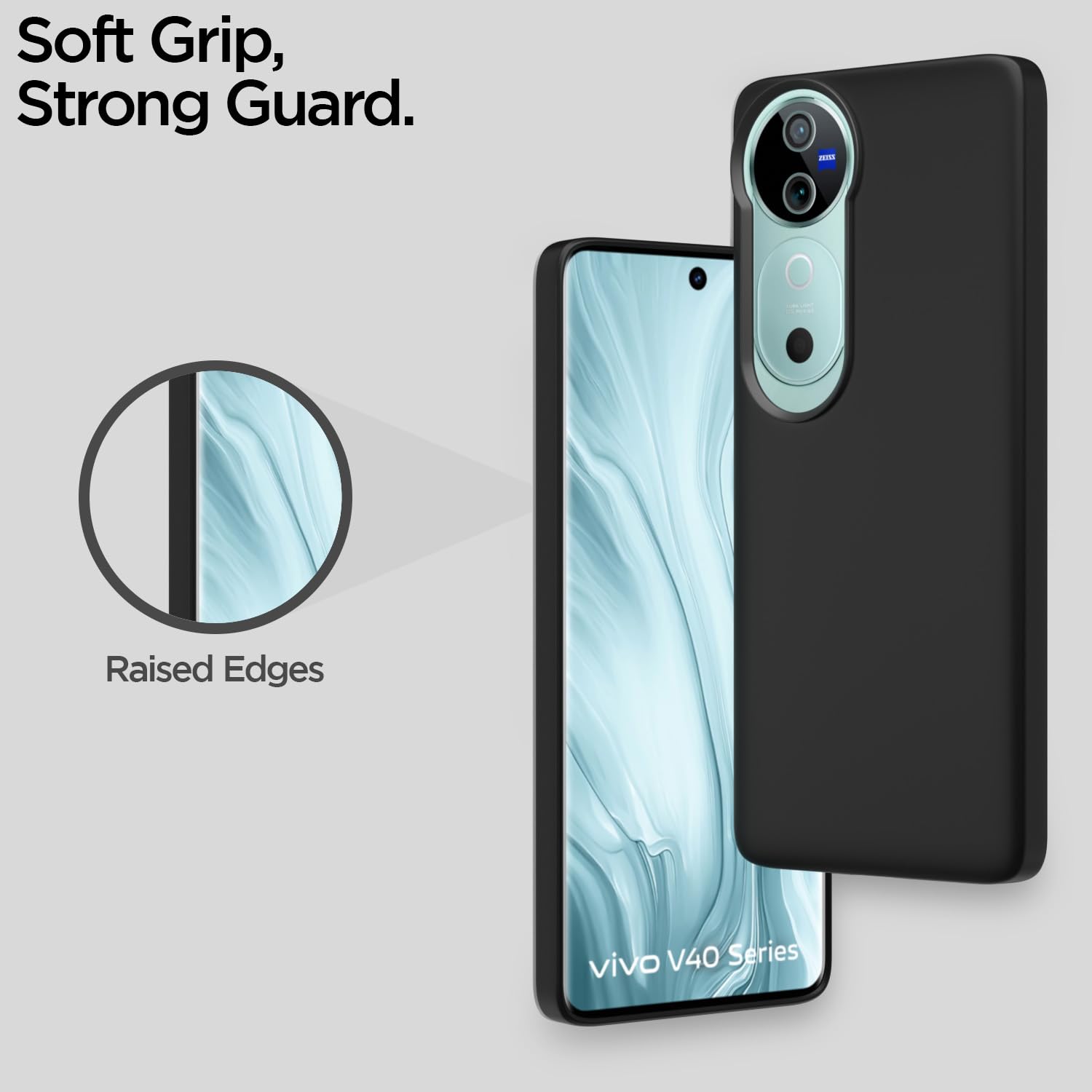 Pikkme  Vivo V40 5G / V40 Pro 5G / T3 Ultra 5G SideCut Back Cover (Black)