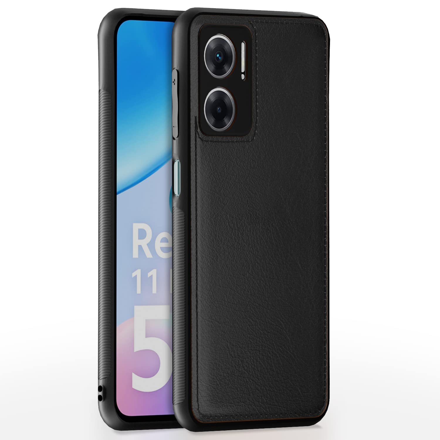 Black Leather back cover for Redmi 11 Prime 5G – Pikkme