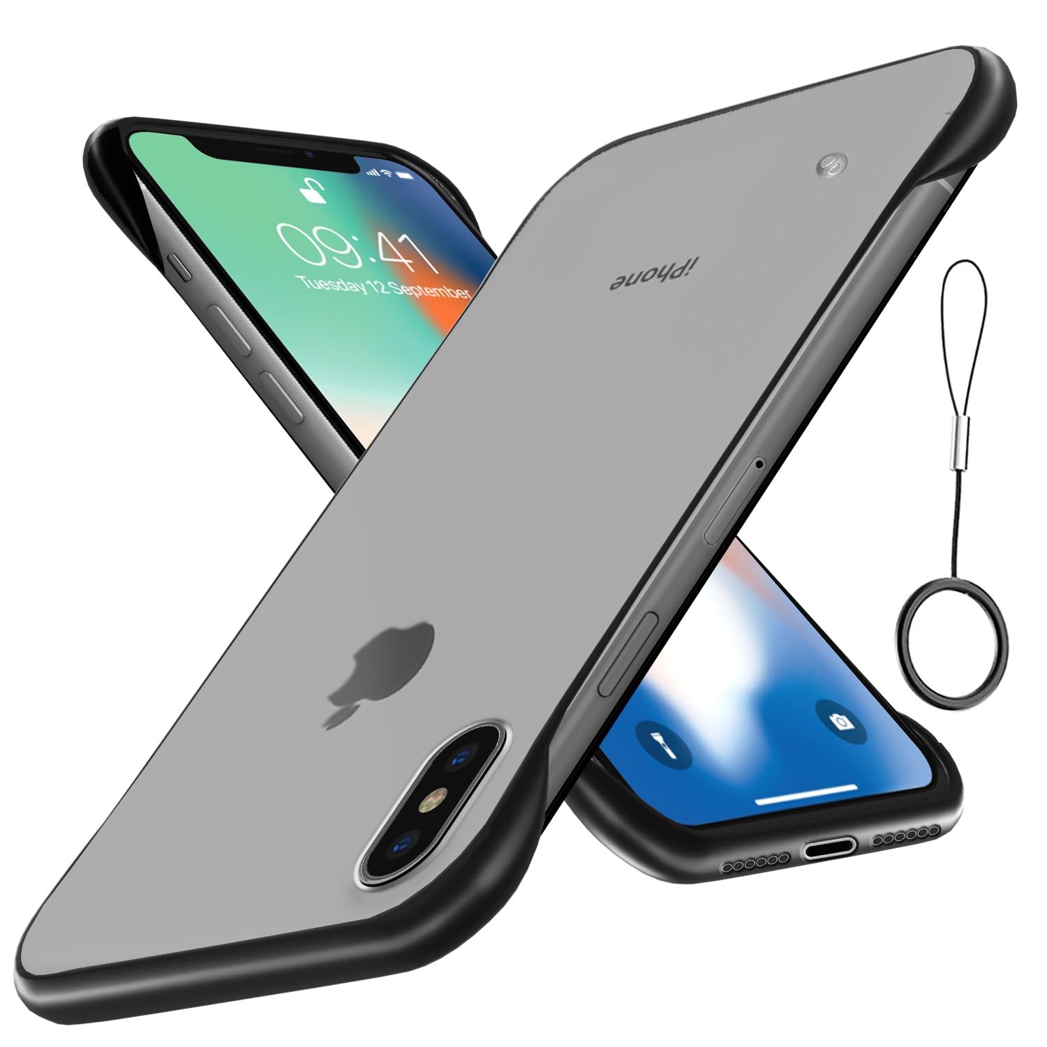 iPhone X/Xs  Frameless Back Cover -Black